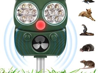 Solar Ultrasónico Repelente para Gatos, IP65 Ahuyentador de Gatos, Repelente Ultrasónico Animales Solar y USB, 5 Modos Ajustable, Ultrasónico Ahuyentador para Gatos Perros Ratones con LED que Destella