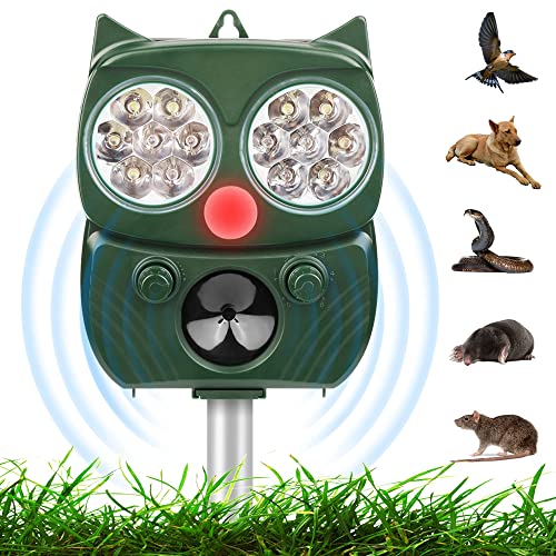 Solar Ultrasónico Repelente para Gatos, IP65 Ahuyentador de Gatos, Repelente Ultrasónico Animales Solar y USB, 5 Modos Ajustable, Ultrasónico Ahuyentador para Gatos Perros Ratones con LED que Destella