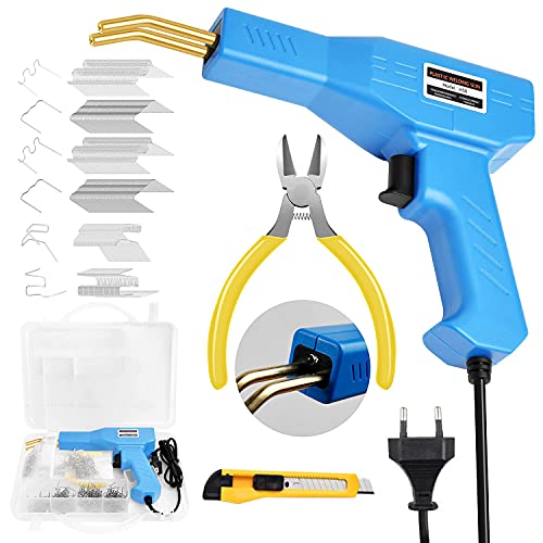 Soldador de Plastico Máquina Kit, 50W Soldador de Plastico con 200 Clips de Soldadura, Grapadora Caliente Plastico Soldadura Kit