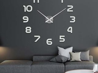 SOLEDI Reloj de Pared 3D DIY Reloj de Etiqueta de Pared Decoración Ideal para la Casa Oficina Hotel Restaurante Plata