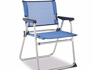 SOLENNY 50001072720088 - Silla de Playa Plegable con Respaldo Bajo Azul Aluminio Aticorrosión y Textilene de Secado Rápido Pies Estabilizadores y Mecanismo de Seguridad