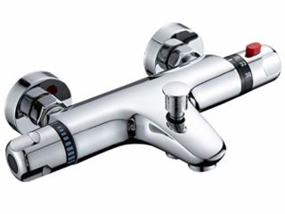 Solepearl Grifo Termostatico Ducha, Griferia Termostatica Ducha con el Botón de Seguridad 38 ℃, Cromado Grifo Termostático para Bañera y Ducha Montaje en Pared