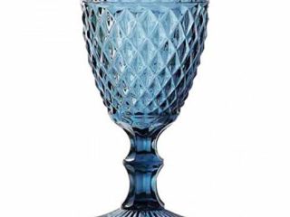 Solycarpa Pack 6 Unidades Copa sidari de Colores. Copa de Cristal labrada de Color Rosa o Azul para Decorar Eventos, cenas, Fiestas y Todo Tipo de Celebraciones (Azul)