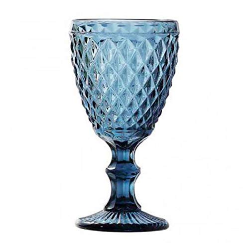 Solycarpa Pack 6 Unidades Copa sidari de Colores. Copa de Cristal labrada de Color Rosa o Azul para Decorar Eventos, cenas, Fiestas y Todo Tipo de Celebraciones (Azul)