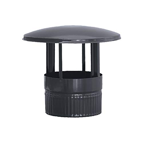 Sombrerete en color negro vitrificado 900°C-Ø150 mm-Rosetón para conductos de estufas y chimeneas