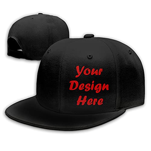 Sombrero personalizado Hip Hop Gorra de béisbol Diseño de sus propios gorras planas Sombreros ajustables personalizados Snapback para hombres, Negro, Talla única