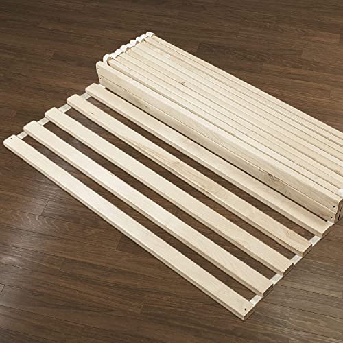 Somier Enrollable para La Cama Individual 80x200 cm – 300 Kg 25 Listones – La Madera Natural de Abedul Macizo FSC® – 10 Años de Garantía – Listones Extra Firmes – Somier de Laminas Sin Bastidor