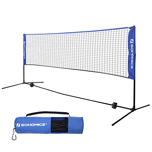 SONGMICS 4 m Red de Tenis Bádminton de Longitud, de Pie, Altura Ajustable Entre 107-155 cm SYQ400