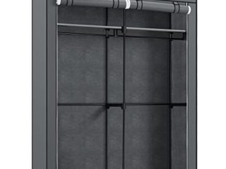 SONGMICS Aramrio de Tela, Armario Portátil con Varillas para Colgar, Perchero, Plegable, Guardarropa, para Dormitorio, Estudio, 140 x 43 x 174 cm, Gris RYG02GY