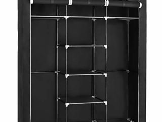 SONGMICS Armario Closet organizador Textil Plegable Color Negro 175 x 150 x 45 cm RYG12B