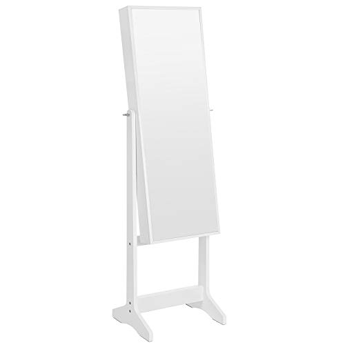 SONGMICS Armario joyero, Espejo joyero, Armario para joyas, Espejo de longitud completa, Idea para regalo, Montaje sencillo, Blanco JJC69WT