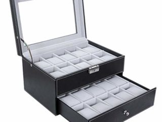 SONGMICS Caja para 20 de Relojes, Joyería Soporte de Exhibición de Relojes color negro JWB020
