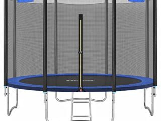 SONGMICS Cama Elástica de 305 cm (10 Pies), con Red de Protección, Cubierta de Muelle, Escalera, Capacidad de Carga 150 kg, para Patio Jardín, Azul STR10FT