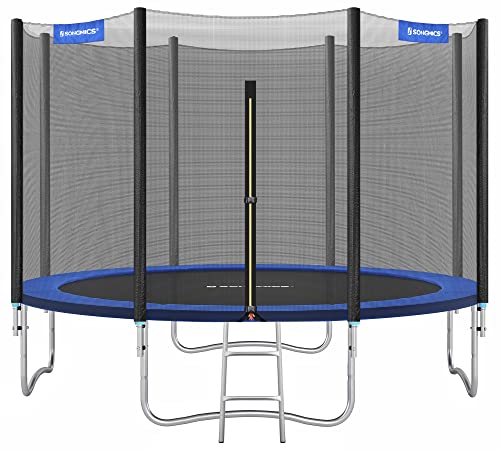 SONGMICS Cama Elástica de 305 cm (10 Pies), con Red de Protección, Cubierta de Muelle, Escalera, Capacidad de Carga 150 kg, para Patio Jardín, Azul STR10FT
