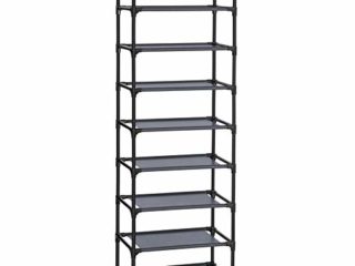 SONGMICS Estante zapatero, Estante para Zapatos de 8 niveles, Estructura metal, para 16-20 Pares, para Entrada, Dormitorio, Sala de estar, 46 x 28 x 145 cm, Gris LSR024G02