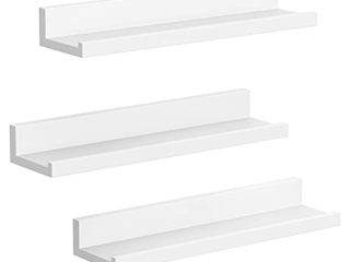Songmics LWS38WT Juego de 3 estantes flotantes para marcos de fotos y libros, 38 x 10 cm, estantería moderna, color blanco