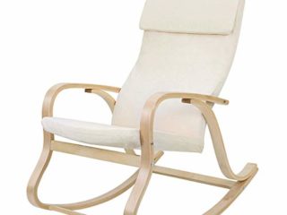 SONGMICS LYY30M-Sillón Mecedora, Color Beige, Algodón, 65 x 90 x 98 cm