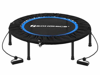 SONGMICS Mini trampolín Fitness de 97 cm, Cama elástica Plegable, Trampolín de Ejercicio para el Entrenamiento en casa, Máx. Carga 120 kg, Negro STR038B01