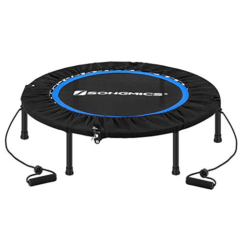 SONGMICS Mini trampolín Fitness de 97 cm, Cama elástica Plegable, Trampolín de Ejercicio para el Entrenamiento en casa, Máx. Carga 120 kg, Negro STR038B01