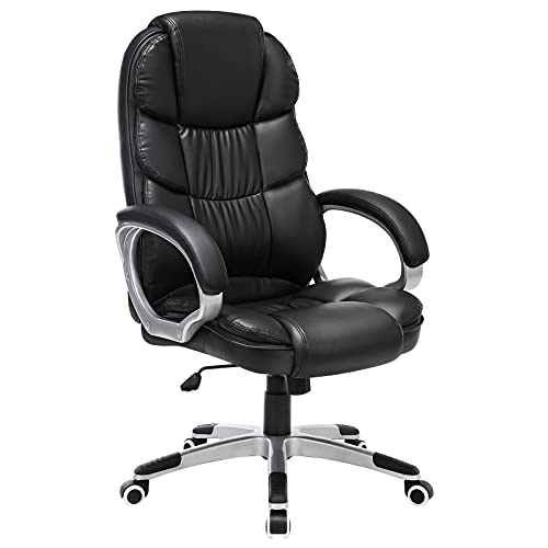 SONGMICS OBG24B Silla ergonómica de oficina estudio con ruedas