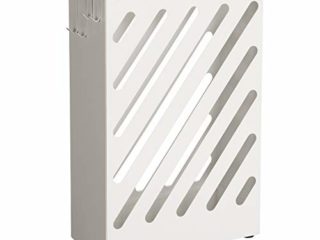 SONGMICS Paragüero, Soporte de Paraguas, Cubo para Paraguas, Paragüero Rectángulo, Ganchos, Platos de Acumular Agua, Diseño deHueco, Blanco LUC03WT