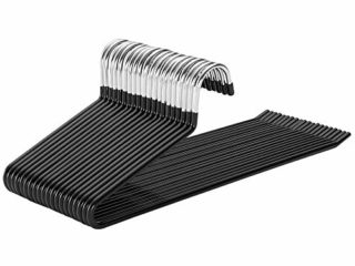 SONGMICS Perchas organizadoras para Pantalones, Metal Cromado, 20 Unidades, 5 mm de diámetro, cromadas, Antideslizantes, 38 x 13 cm, Negro CRI004-20