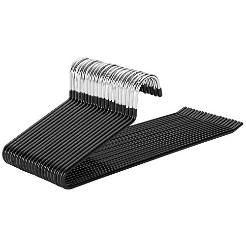 SONGMICS Perchas organizadoras para Pantalones, Metal Cromado, 20 Unidades, 5 mm de diámetro, cromadas, Antideslizantes, 38 x 13 cm, Negro CRI004-20