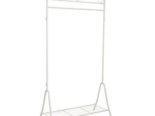 SONGMICS Perchero Burro, Colgador Metálico para ropa, Estante para zapatos, 90 x 44,5 x 173 cm, Blanco Crema HSR01W