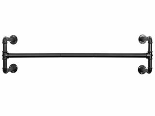SONGMICS Perchero de Pared para Ropa, Percha para Colgar Ropa Industrial, Ahorro de Espacio, 110 x 30 x 29,3 cm, Carga hasta 60 kg, Fácil Montaje, para Espacios Reducidos, Negro HSR64BK