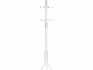 SONGMICS RCR19W - Perchero de Pie Lacado, Colgador Metálico para Ropa, Gorros, Bolsas, 12 Ganchos, 182 cm, Blanco