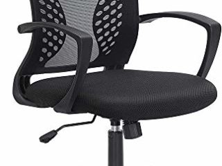 SONGMICS Silla de Malla, Silla de Oficina Giratoria, Regulable en Altura, Función de Inclinación, Respaldo y Asiento de Malla Transpirable, para Estudio de Oficina, Carga Máx. 120 kg, Negro OBN22BK
