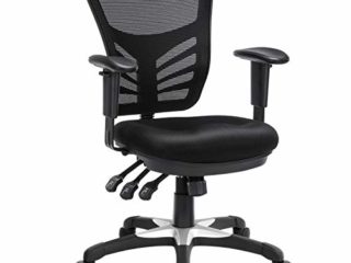 SONGMICS Silla de Oficina ergonómica, Silla de Escritorio, Ajustables Apoyabrazos, Soporte lumbar, Altura del Respaldo Ajustable, Inclinación del respaldo y bloqueo de posición, Negro OBN52BK
