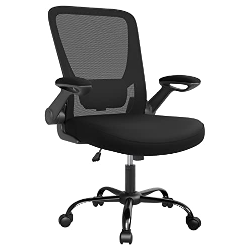 SONGMICS Silla Malla Ergonómica, Silla Oficina con Soporte Lumbar, Silla Giratoria con Apoyabrazos Ajustables, Silla Escritorio Ergonomica para Personas Sedentarias, Silla Estudio, OBN37BK