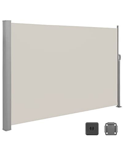 SONGMICS Toldo Lateral para Balcón y Terraza, 200 x 350 cm (Altura x Longitud), Protección de la Intimidad, Protección Solar, Persiana Lateral, Beige GSA205E02