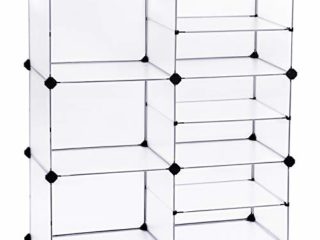 SONGMICS Unidad de Almacenamiento Modular, Gabinete de Almacenamiento, Cubos de Plástico con Puerta, Fácil Montaje, para Armario, Dormitorio, Cuarto de Niños, Incluye Martillo de Goma, Blanco LPC36W