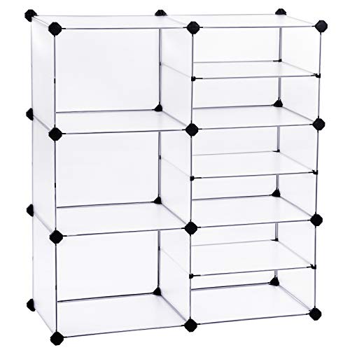 SONGMICS Unidad de Almacenamiento Modular, Gabinete de Almacenamiento, Cubos de Plástico con Puerta, Fácil Montaje, para Armario, Dormitorio, Cuarto de Niños, Incluye Martillo de Goma, Blanco LPC36W