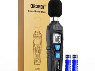 Sonometro, Curconsa Medidor Decibelios Portátil, de 30 dB a 130 dB, Pantalla LCD, se Puede Utilizar en Hogares, Fábricas y Carreteras
