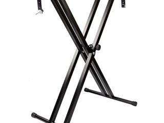 Soporte de teclado RockJam ajustable con doble refuerzo y con correas de bloqueo