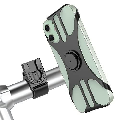Soporte Movil Bici, 360° Rotación Soporte Movil Moto Bicicleta, Desmontable Anti Vibración Porta Telefono Motocicleta Montaña para iPhone, Samsung y Otro 4-6.7" Móvil