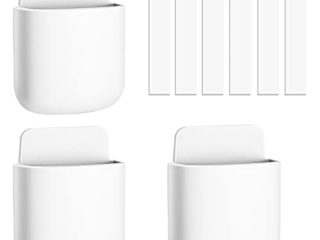Soporte Movil Pared, Soporte para Mando a Distancia de Pared en Pared de 3 Piezas, Caja Control Remoto de Medios de TV Autoadhesiva, Blanco