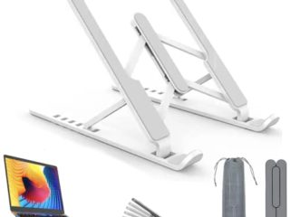 Soporte Portatil Mesa,Soporte Ordenador Portátil Plegable Ventilado con 6 Ángulos Ajustable Elevador Portatil Laptop Stand Compatible con MacBook Lenovo HP PC 10-15.6 (Blanco)