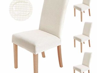 sorliva Fundas para Sillas Pack de 4 Fundas Sillas Comedor Fundas Protectoras para Sillas Lavables Comedor Decoración de Elástica para sillas para Banquetes Oficina Hogar Restaurante Bar (Beige)