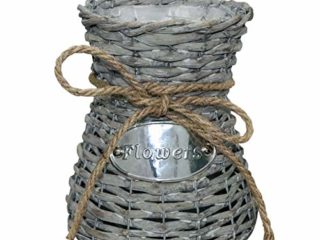 Soyizom Jarrón de algas marinas, estilo vintage natural, tejido primitivo, para piso, florero rústico de mimbre para decoración de interiores y exteriores