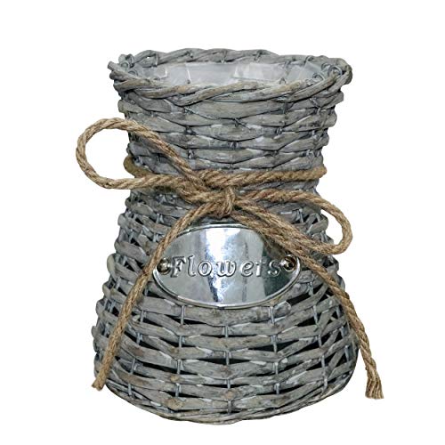 Soyizom Jarrón de algas marinas, estilo vintage natural, tejido primitivo, para piso, florero rústico de mimbre para decoración de interiores y exteriores