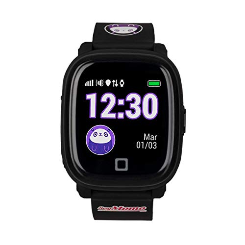 SoyMomo Space H2O - reloj inteligente seguro para niños, GPS, historial de posiciones, llamadas, mensajes de texto y voz, botón SOS, cuenta pasos, bloqueo a desconocidos, resistencia agua IP67 (Negro)