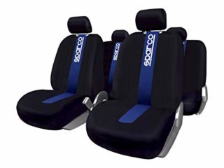 Sparco SPC1011 CLASSIC - Juego de Fundas para Asientos de Coche, color Negro y Azul, 9 Piezas
