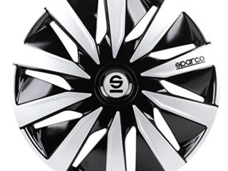 SPARCO SPC1691BKSV Tapacubos Lazio, Negro/Plata, 16", Set de 4