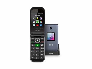 SPC Jasper – Teléfono móvil Libre 4G de Tapa para Mayores con Whatsapp, Teclas Grandes, botón SOS, Gran Volumen y Base de Carga, Gris