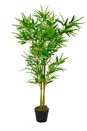Spetebo Planta artificial de bambú en maceta, 115 cm, planta decorativa de interior, árbol artificial