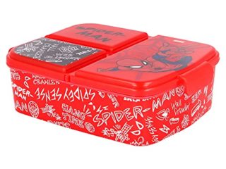Spiderman |Caja De Almuerzo Con 3 Compartimentos - Fiambrera Infantil Para Colegio - Lonchera Para Niños